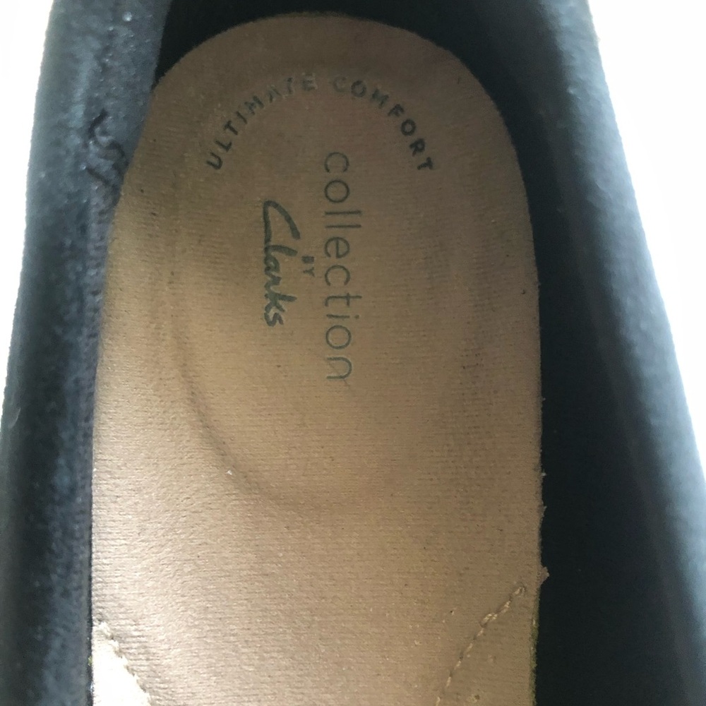 Clarks Women's Black Suede Loafers with Bow - Picture 2 of 5